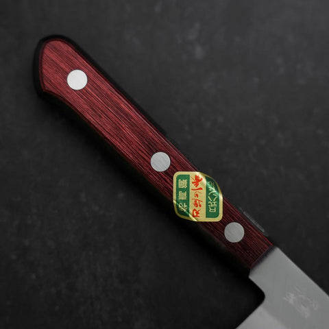 Santoku Blue Super Edelstahlummantelung Poliert Westlicher Griff in Schwarz-Rot 140mm-[Musashi]-[Japan-Küchenmesser]