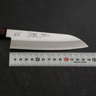 Santoku Blue Super Edelstahlummantelung Poliert Westlicher Griff in Schwarz-Rot 140mm-[Musashi]-[Japan-Küchenmesser]