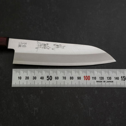 Santoku Blue Super Edelstahlummantelung Poliert Westlicher Griff in Schwarz-Rot 140mm-[Musashi]-[Japan-Küchenmesser]