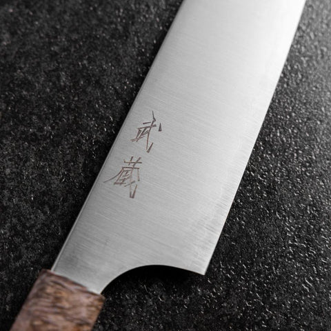 Santoku Blue Super Poliert Ahornholz Griff 180mm-[Musashi]-[Japan-Küchenmesser]