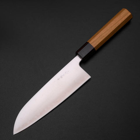 Santoku Blue Super Poliert Zelkove Griff 165mm-[Musashi]-[Japan-Küchenmesser]