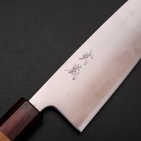 Santoku Blue Super Poliert Zelkove Griff 165mm-[Musashi]-[Japan-Küchenmesser]