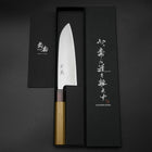 Santoku Blue Super Poliert Zelkove Griff 165mm-[Musashi]-[Japan-Küchenmesser]