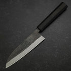 Santoku Blue Steel #2 Edelstahlummantelung Kurouchi Anti-Rutsch Griff 165mm-[Musashi]-[Japan-Küchenmesser]