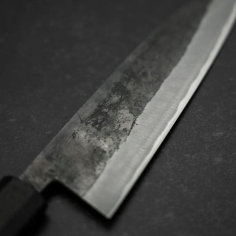 Santoku Blue Steel #2 Edelstahlummantelung Kurouchi Anti-Rutsch Griff 165mm-[Musashi]-[Japan-Küchenmesser]