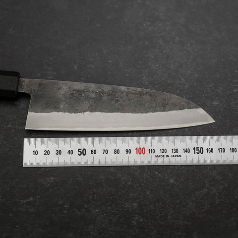 Santoku Blue Steel #2 Edelstahlummantelung Kurouchi Anti-Rutsch Griff 165mm-[Musashi]-[Japan-Küchenmesser]