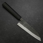 Santoku Blue Steel #2 Edelstahlummantelung Kurouchi Anti-Rutsch Griff 165mm-[Musashi]-[Japan-Küchenmesser]