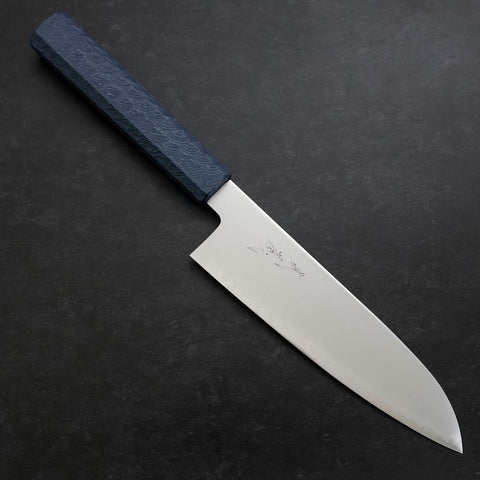 Santoku Chromax Poliert Blauer Urushi Griff 170mm-[Musashi]-[Japan-Küchenmesser]