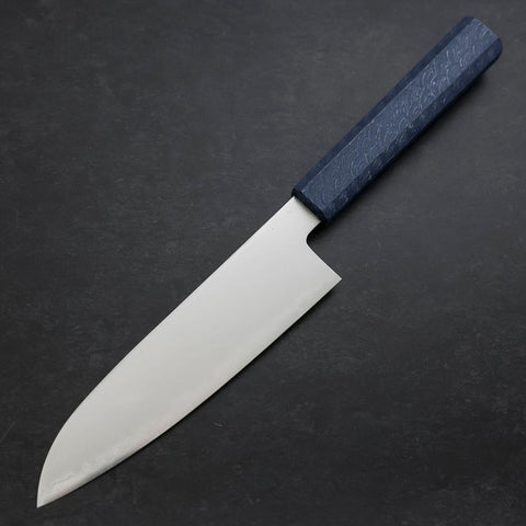 Santoku Chromax Poliert Urushi Griff in Blau 170mm-[Musashi]-[Japan-Küchenmesser]
