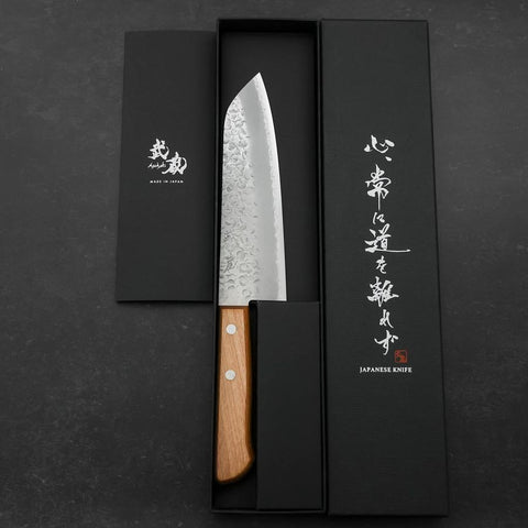 Santoku Chromax Tsuchime Brauner Westlicher Griff 165mm-[Musashi]-[Japan-Küchenmesser]