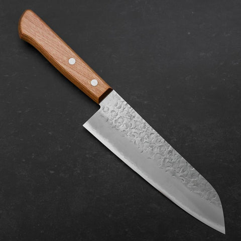 Santoku Chromax Tsuchime Westlicher Griff in Braun 165mm-[Musashi]-[Japan-Küchenmesser]