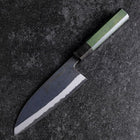 Santoku Edelstahlummantelung Blue Steel #2 Kurouchi Grüner Urushi Griff 165mm-[Musashi]-[Japan-Küchenmesser]