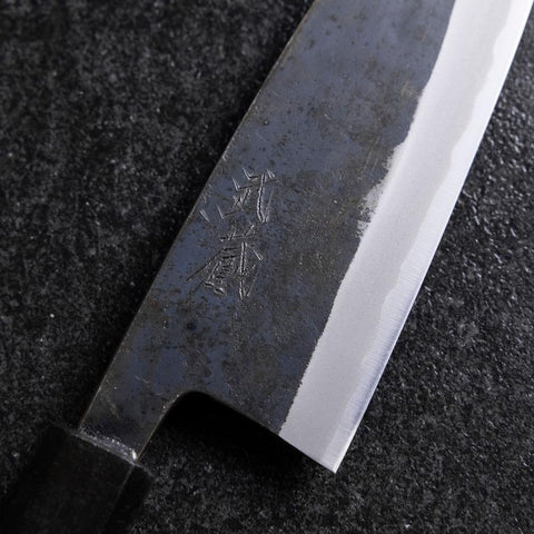 Santoku Edelstahlummantelung Blue Steel #2 Kurouchi Grüner Urushi Griff 165mm-[Musashi]-[Japan-Küchenmesser]