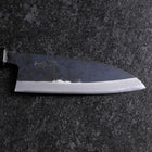 Santoku Edelstahlummantelung Blue Steel #2 Kurouchi Grüner Urushi Griff 165mm-[Musashi]-[Japan-Küchenmesser]