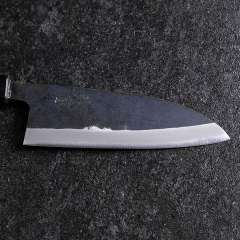 Santoku Edelstahlummantelung Blue Steel #2 Kurouchi Grüner Urushi Griff 165mm-[Musashi]-[Japan-Küchenmesser]