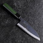 Santoku Edelstahlummantelung Blue Steel #2 Kurouchi Grüner Urushi Griff 165mm-[Musashi]-[Japan-Küchenmesser]