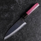 Santoku Edelstahlummantelung Blue Steel #2 Kurouchi Lila Urushi Griff 165mm-[Musashi]-[Japan-Küchenmesser]