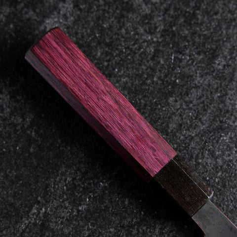 Santoku Edelstahlummantelung Blue Steel #2 Kurouchi Lila Urushi Griff 165mm-[Musashi]-[Japan-Küchenmesser]