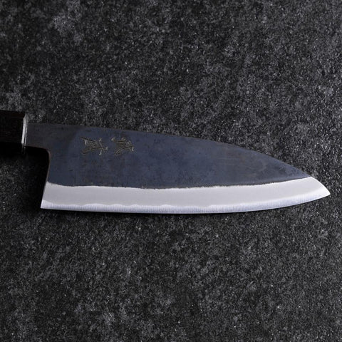 Santoku Edelstahlummantelung Blue Steel #2 Kurouchi Lila Urushi Griff 165mm-[Musashi]-[Japan-Küchenmesser]