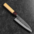 Santoku Edelstahlummantelung Blue Steel #2 Kurouchi Zelkove Griff 165mm-[Musashi]-[Japan-Küchenmesser]