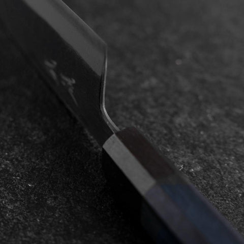 Santoku Edelstahlummantelung Blue Super Kurouchi Blauer Urushi Griff 165mm-[Musashi]-[Japan-Küchenmesser]