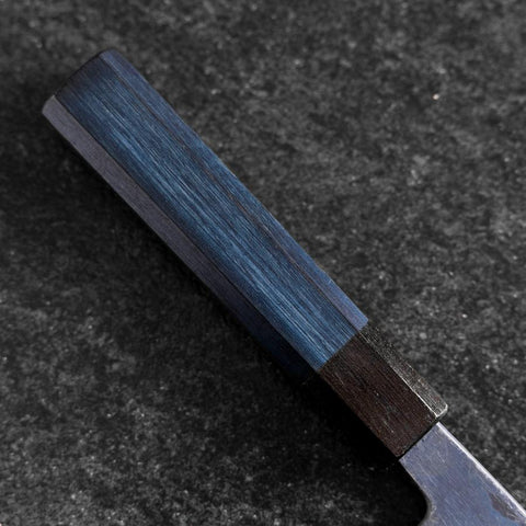 Santoku Edelstahlummantelung Blue Super Kurouchi Blauer Urushi Griff 165mm-[Musashi]-[Japan-Küchenmesser]