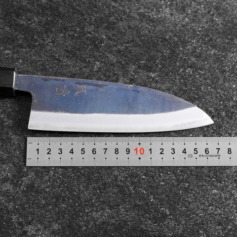Santoku Edelstahlummantelung Blue Super Kurouchi Blauer Urushi Griff 165mm-[Musashi]-[Japan-Küchenmesser]