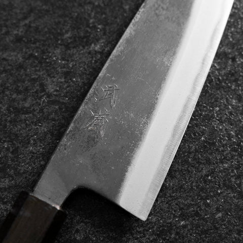 Santoku Edelstahlummantelung Blue Super Kurouchi Grüner Urushi Griff 165mm-[Musashi]-[Japan-Küchenmesser]