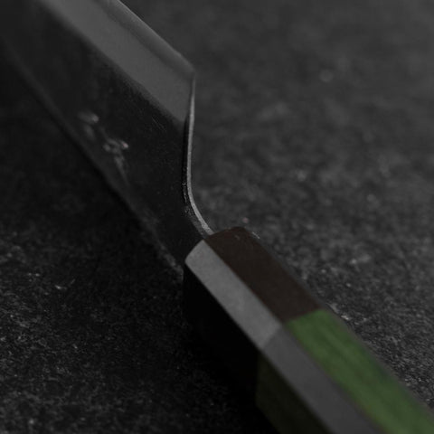 Santoku Edelstahlummantelung Blue Super Kurouchi Grüner Urushi Griff 165mm-[Musashi]-[Japan-Küchenmesser]