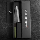 Santoku Edelstahlummantelung Blue Super Kurouchi Grüner Urushi Griff 165mm-[Musashi]-[Japan-Küchenmesser]