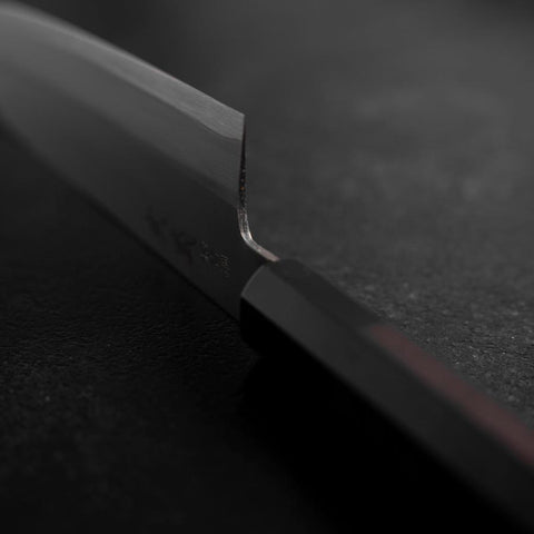 Santoku Edelstahlummantelung Blue Super Poliert Büffelhorn und Ebenholz Griff 180mm-[Musashi]-[Japan-Küchenmesser]