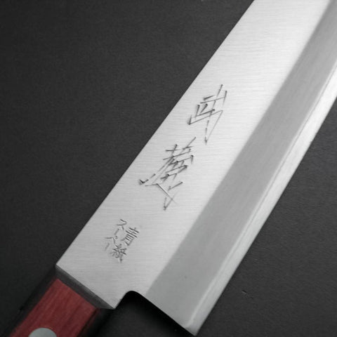 Santoku Edelstahlummantelung Blue Super Poliert Schwarz-Roter Westlicher Griff 165mm-[Musashi]-[Japan-Küchenmesser]