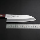 Santoku Edelstahlummantelung Blue Super Poliert Schwarz-Roter Westlicher Griff 165mm-[Musashi]-[Japan-Küchenmesser]