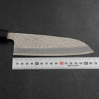 Santoku Edelstahlummantelung Blue Super Tsuchime Büffelhorn und Ebenholz Griff 165mm-[Musashi]-[Japan-Küchenmesser]