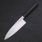 Santoku (Einseitig Geschliffen) White Steel #2 Kasumi Büffelhorn und Ebenholz Griff 180mm-[Musashi]-[Japan-Küchenmesser]