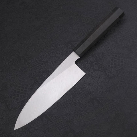 Santoku (Einseitig Geschliffen) White Steel #2 Kasumi Büffelhorn und Ebenholz Griff 180mm-[Musashi]-[Japan-Küchenmesser]