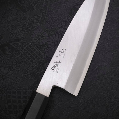 Santoku (Einseitig Geschliffen) White Steel #2 Kasumi Büffelhorn und Ebenholz Griff 180mm-[Musashi]-[Japan-Küchenmesser]