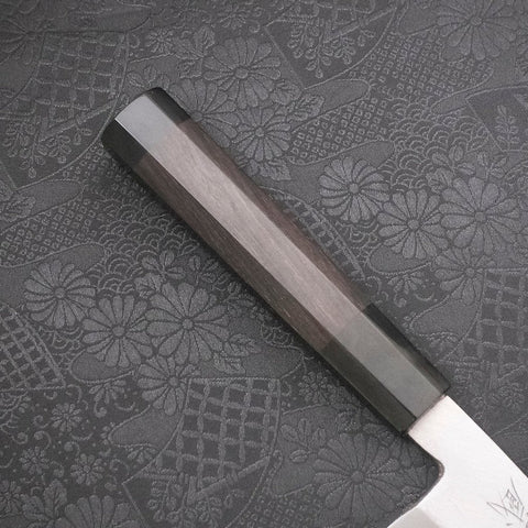 Santoku (Einseitig Geschliffen) White Steel #2 Kasumi Büffelhorn und Ebenholz Griff 180mm-[Musashi]-[Japan-Küchenmesser]