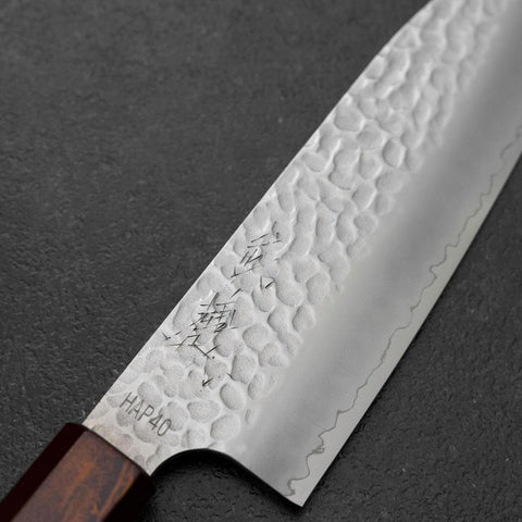 Santoku HAP-40 Tsuchime Roter Urushi Griff 180mm-[Musashi]-[Japan-Küchenmesser]