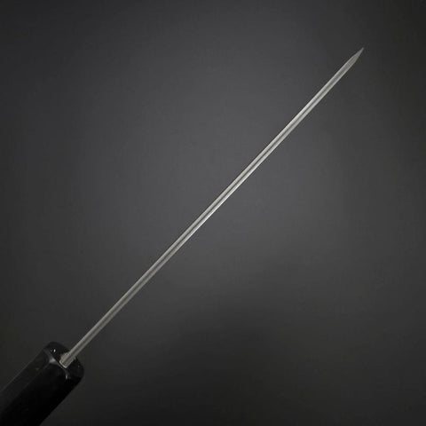 Santoku Kobalt Edelstahl HRC62 Kurouchi Damast Büffelhorn und Ebenholz Griff 165mm-[Musashi]-[Japan-Küchenmesser]