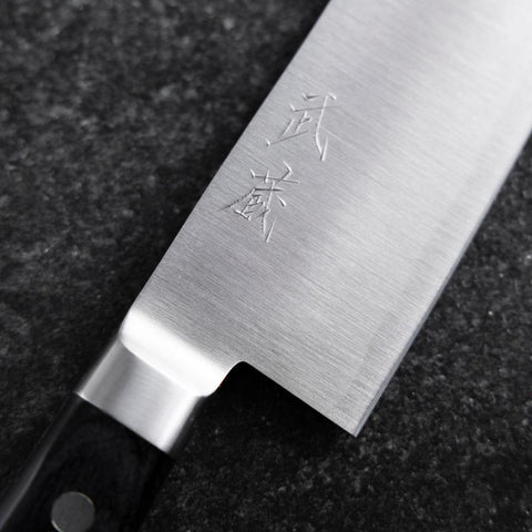Santoku Molybdän Poliert Schwarzer Westlicher Griff 160mm-[Musashi]-[Japan-Küchenmesser]