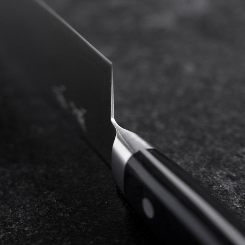 Santoku Molybdän Poliert Schwarzer Westlicher Griff 160mm-[Musashi]-[Japan-Küchenmesser]