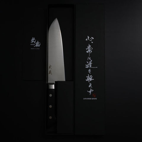 Santoku Molybdän Poliert Schwarzer Westlicher Griff 175mm-[Musashi]-[Japan-Küchenmesser]
