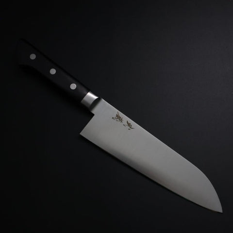Santoku Molybdän Poliert Schwarzer Westlicher Griff 175mm-[Musashi]-[Japan-Küchenmesser]