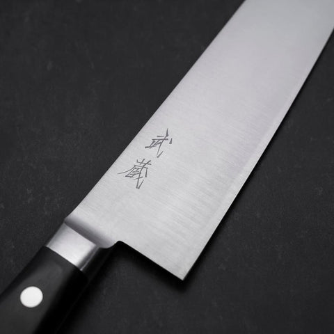 Santoku Molybdän Poliert Schwarzer Westlicher Griff 180mm-[Musashi]-[Japan-Küchenmesser]