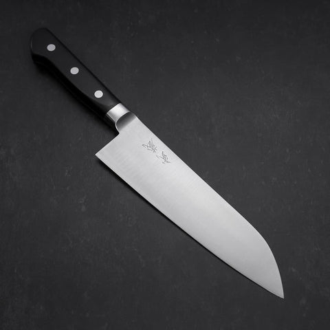 Santoku Molybdenum Polished Western Black Handle 180mm (7”)-[Musashi]-[Japan-Küchenmesser]