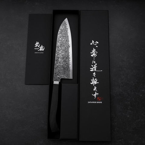 Santoku SG-2 Black Damascus Western Ebony Handle 180mm (7”)-[Musashi]-[Japan-Küchenmesser]