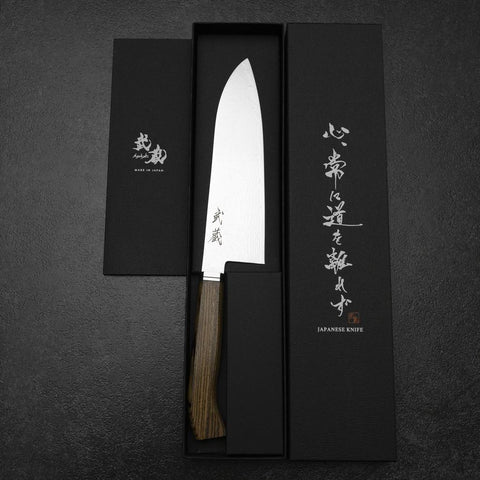 Santoku SG-2 Damast Goldener Westlicher Ebenholz Griff 180mm-[Musashi]-[Japan-Küchenmesser]