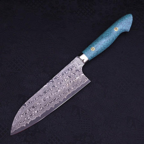 Santoku SG-2 Damast Grüner Türkis Griff 170mm-[Musashi]-[Japan-Küchenmesser]