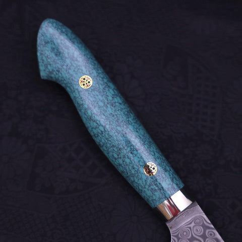 Santoku SG-2 Damast Grüner Türkis Griff 170mm-[Musashi]-[Japan-Küchenmesser]
